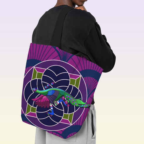 Art Deco Roller Skating Peacock Canvas Tote