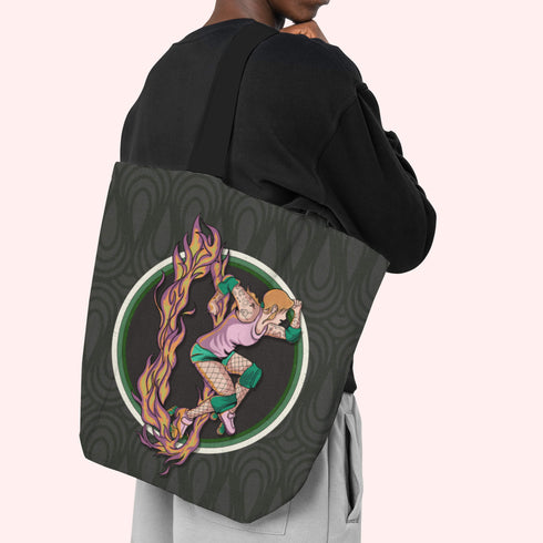 Green Roller Derby Skater Tote Bag