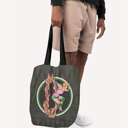 Green Roller Derby Skater Tote Bag