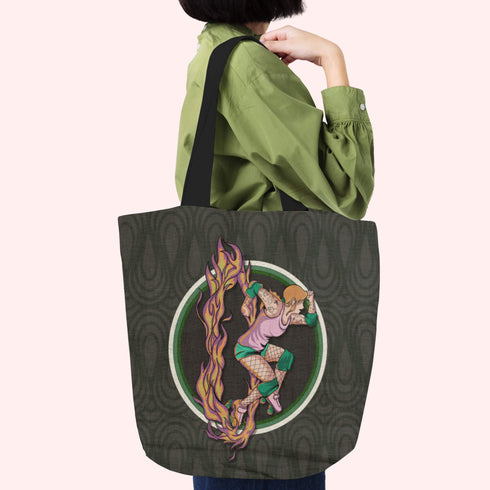 Green Roller Derby Skater Tote Bag