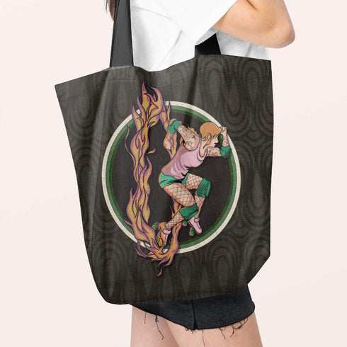Green Roller Derby Skater Tote Bag