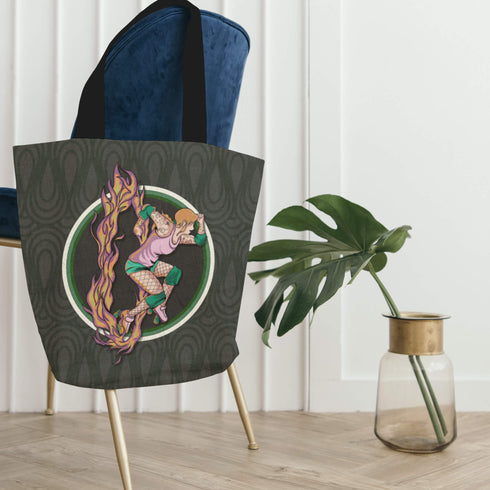 Green Roller Derby Skater Tote Bag