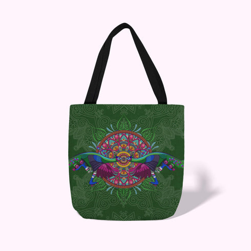 Roller Skating Peacock Canvas Tote