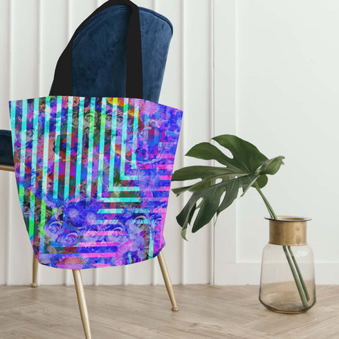 Neon Floral Bomb Canvas Tote Bag