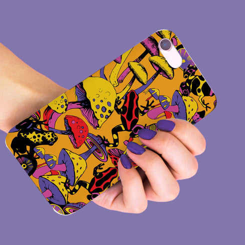 Magic Mushrooms and Frogs Phone Case in Orange