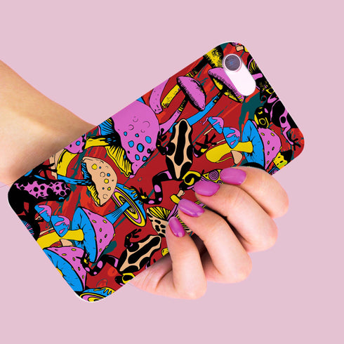 Magic Mushrooms and Frogs Phone Case in Red