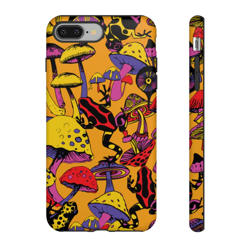 Magic Mushrooms and Frogs Phone Case in Orange