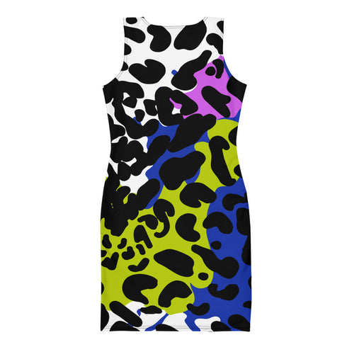 Color Block Leopard Bodycon Dress in Techno