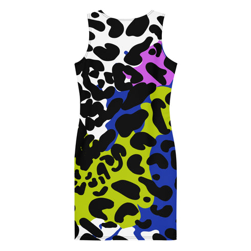 Color Block Leopard Bodycon Dress in Techno