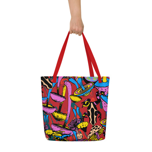 Magic Mushrooms and Frogs Tote Bag