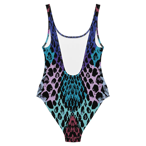 Snakeskin One-Piece Swimsuit in Blueberry