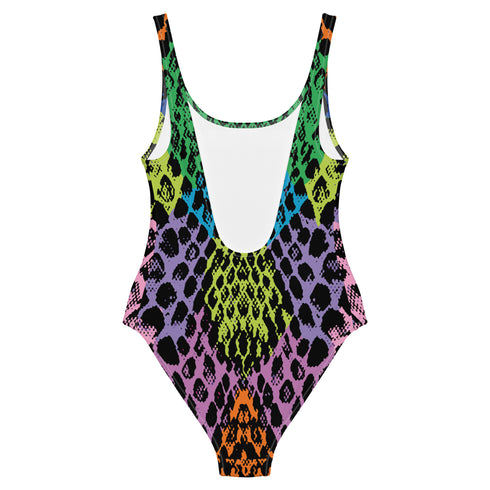 Snakeskin One-Piece Swimsuit in Techno