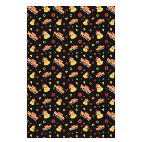 Black Merry Ducking Christmas Wrapping Paper