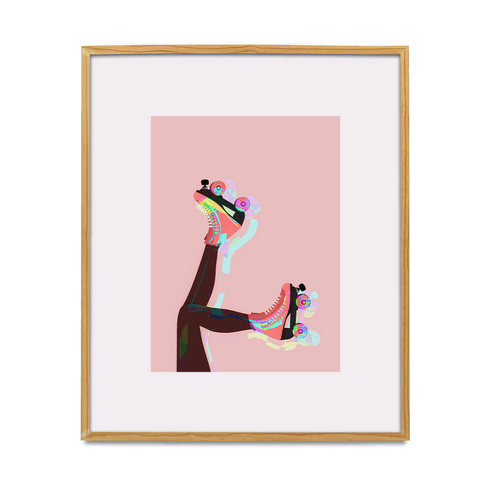 Skates Up Wall Art Print - Pink & Brown