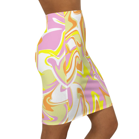 Creamsicle Swirl Print Mini Skirt in Pastel