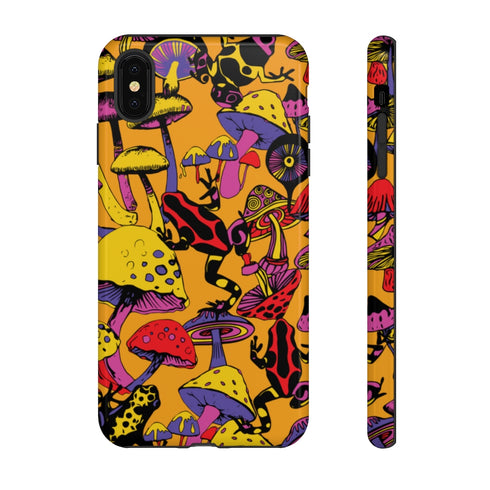 Magic Mushrooms and Frogs Phone Case in Orange