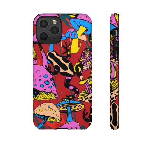 Magic Mushrooms and Frogs Phone Case in Red