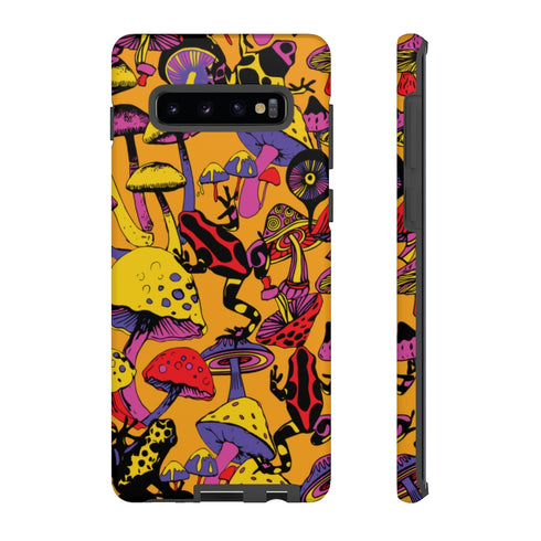 Magic Mushrooms and Frogs Phone Case in Orange