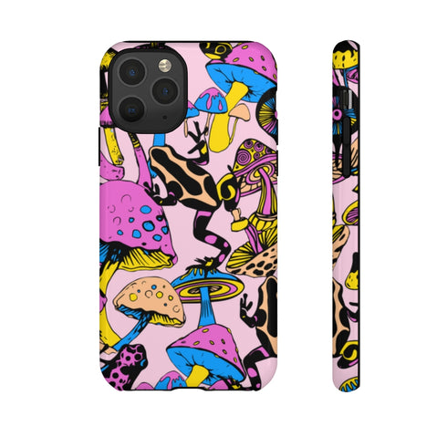 Magic Mushrooms and Frogs Phone Case in Pastel