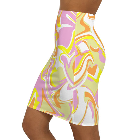 Creamsicle Swirl Print Mini Skirt in Pastel