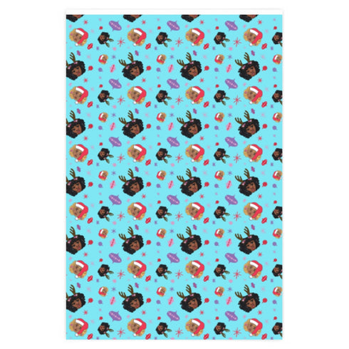 Blue Black Girl Magic Christmas Wrapping Paper
