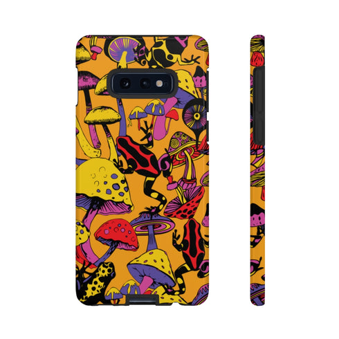 Magic Mushrooms and Frogs Phone Case in Orange