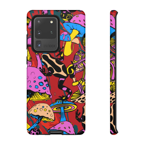 Magic Mushrooms and Frogs Phone Case in Red