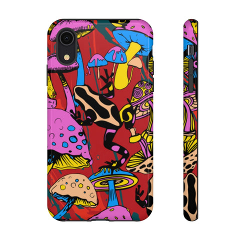 Magic Mushrooms and Frogs Phone Case in Red