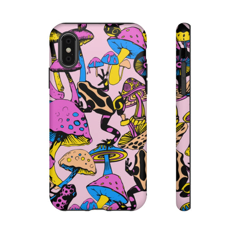Magic Mushrooms and Frogs Phone Case in Pastel