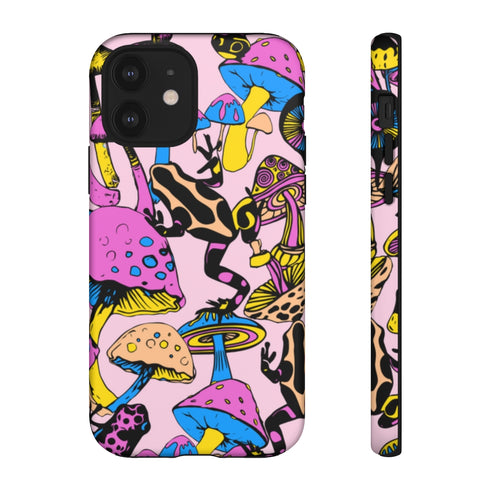 Magic Mushrooms and Frogs Phone Case in Pastel