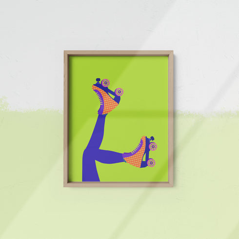 Skates Up Wall Art Print - Green
