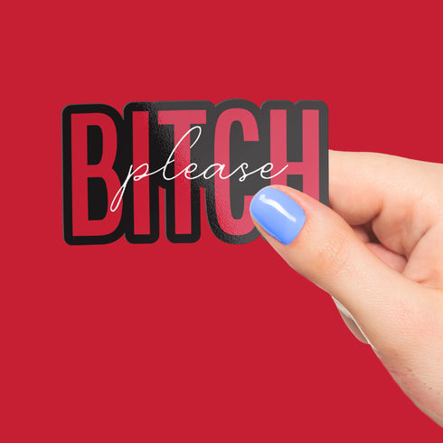 Pink "Bitch Please" Premium Vinyl Sticker, Typography Quote, Glossy Sticker