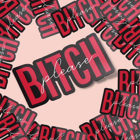 Pink "Bitch Please" Premium Vinyl Sticker, Typography Quote, Glossy Sticker
