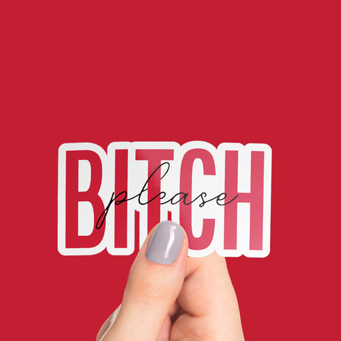 Pink "Bitch Please" Premium Vinyl Sticker, Typography Quote, Glossy Sticker