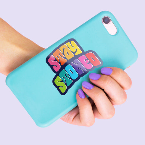 Rainbow "Stay Stoned" Premium Vinyl Sticker, 420 Stoner Stickers, Glossy Laptop Decal