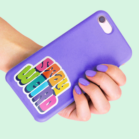 Rainbow "Stay Weird" Premium Vinyl Sticker, Typography Quote, Glossy Laptop Decal