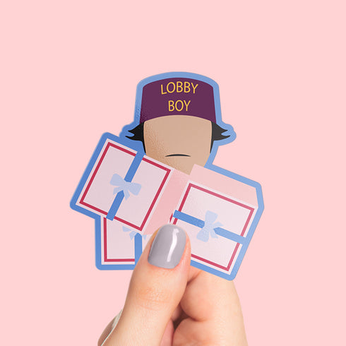 Lobby Boy Premium Vinyl Sticker, The Grand Budapest Hotel Wes Anderson-Inspired Laptop Decal