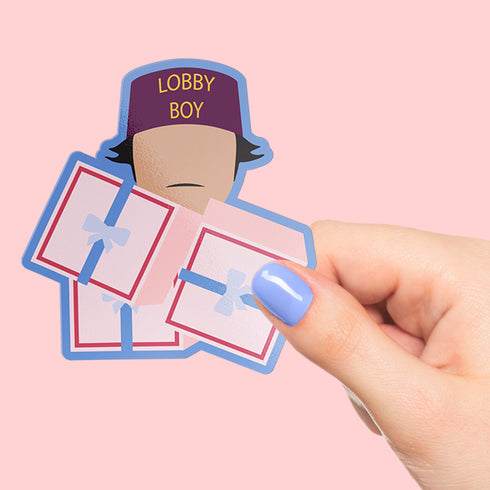 Lobby Boy Premium Vinyl Sticker, The Grand Budapest Hotel Wes Anderson-Inspired Laptop Decal