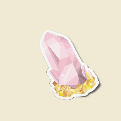 Rose Quartz Crystal Premium Vinyl Sticker, Libra Birthstone, Bohemian Art Laptop Decal