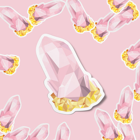 Rose Quartz Crystal Premium Vinyl Sticker, Libra Birthstone, Bohemian Art Laptop Decal