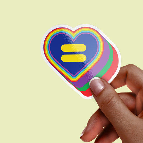 Equality Heart LBGT Premium Vinyl Sticker, Gay Pride, Die-Cut Laptop Decal
