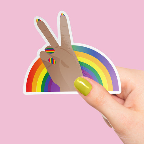 Peace Sign Rainbow LBGT Premium Vinyl Sticker, Gay Pride, Die-Cut Laptop Decal