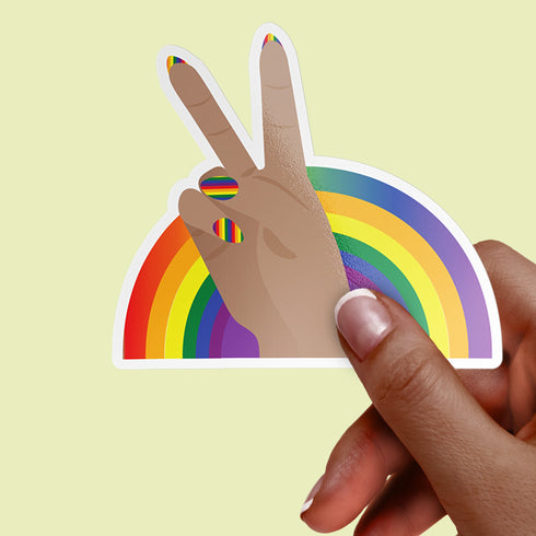 Peace Sign Rainbow LBGT Premium Vinyl Sticker, Gay Pride, Die-Cut Laptop Decal