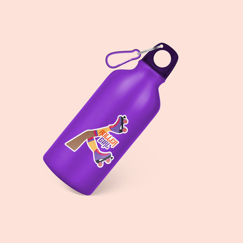Large Roller Girl Premium Vinyl Sticker, Roller Skating Hydroflask Sticker, Quad Skates Laptop Decal