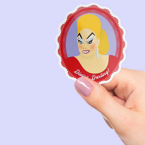 Divine Drag Queen Premium Vinyl Sticker, John Waters Cult Movie, Die-Cut Laptop Decal