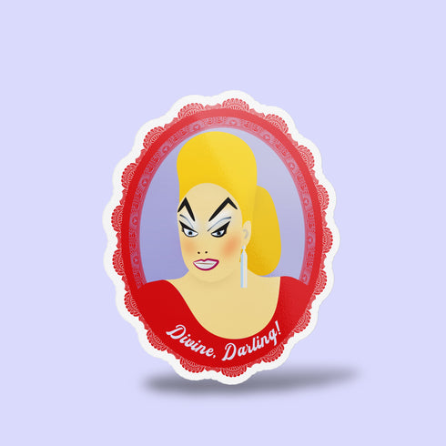 Divine Drag Queen Premium Vinyl Sticker, John Waters Cult Movie, Die-Cut Laptop Decal