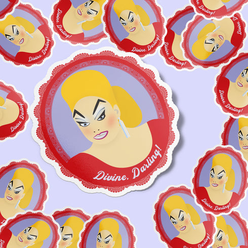 Divine Drag Queen Premium Vinyl Sticker, John Waters Cult Movie, Die-Cut Laptop Decal