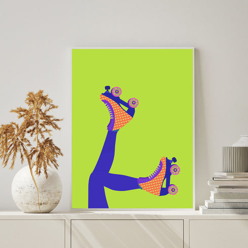 Skates Up Wall Art Print - Green