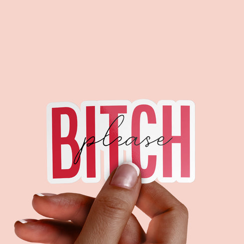 Pink "Bitch Please" Premium Vinyl Sticker, Typography Quote, Glossy Sticker