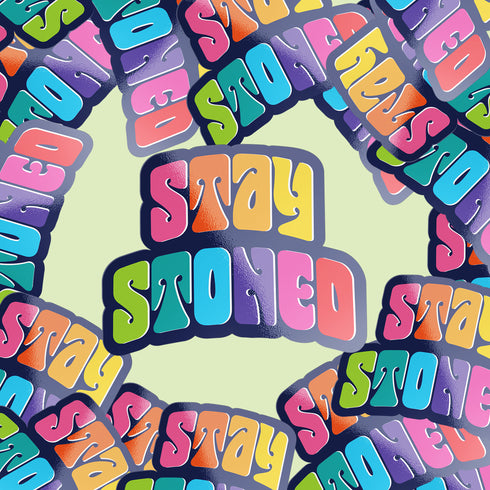 Rainbow "Stay Stoned" Premium Vinyl Sticker, 420 Stoner Stickers, Glossy Laptop Decal